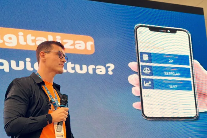 Palestra do Meu Pescado sobre a digitalização da aquicultura na Fenacam
