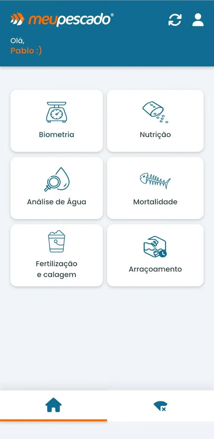 Tela inicial do app de campo