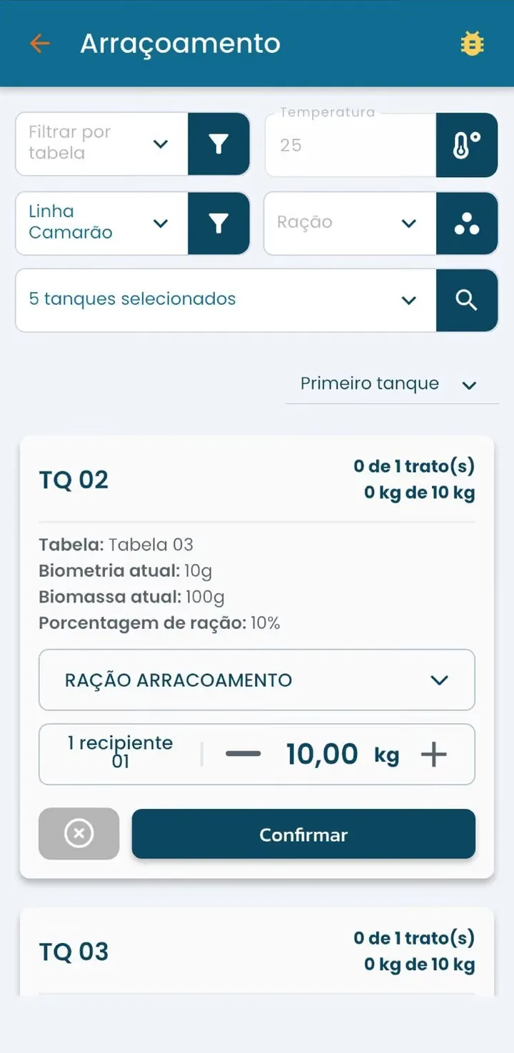 Tela do app de campo